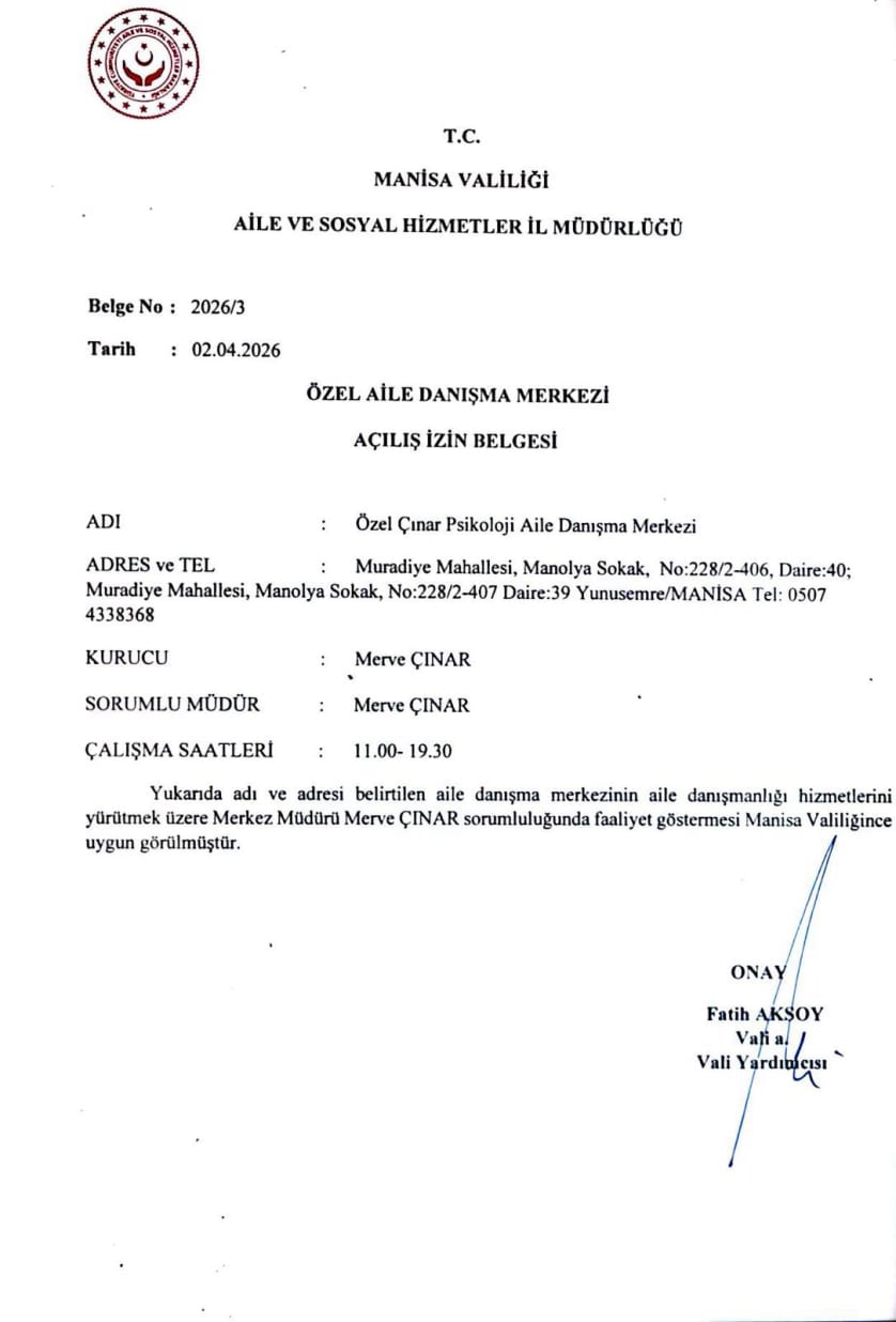 Manisa Psikolog - ruhsat